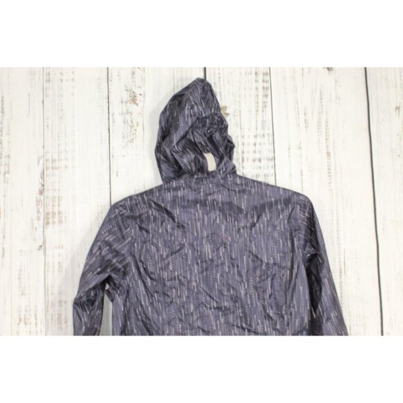 Eddie Bauer Blue Printed Nylon All Weather Waterproof Hooded Jacket L - Picture 6 of 11